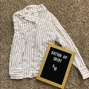 Women’s white and mauve button down shirt